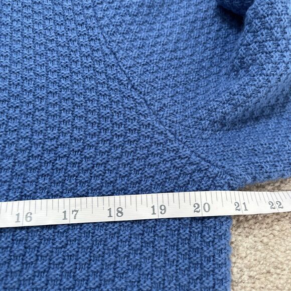 Lands End Chunky Knit Sweater Mens Medium Blue Fisherman Textured Preppy Warm - Picture 4 of 6